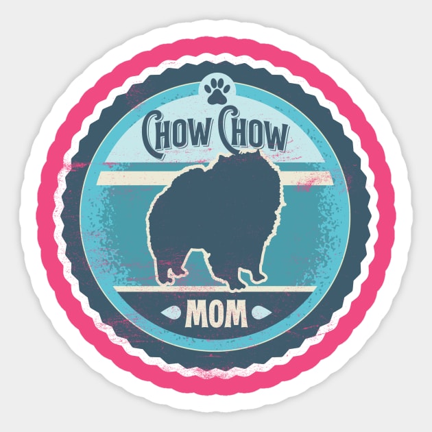 Chow Chow Mom - Distressed Chow Chow Silhouette Design Sticker by DoggyStyles